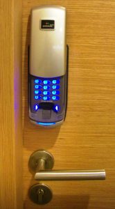  More details A biometric electronic lock with PIN entry